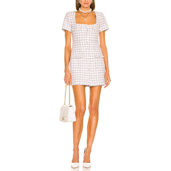 Assignment 'Amber' White Crystal Embellished Tweed Mini Dress Size XS - Picture 1 of 5